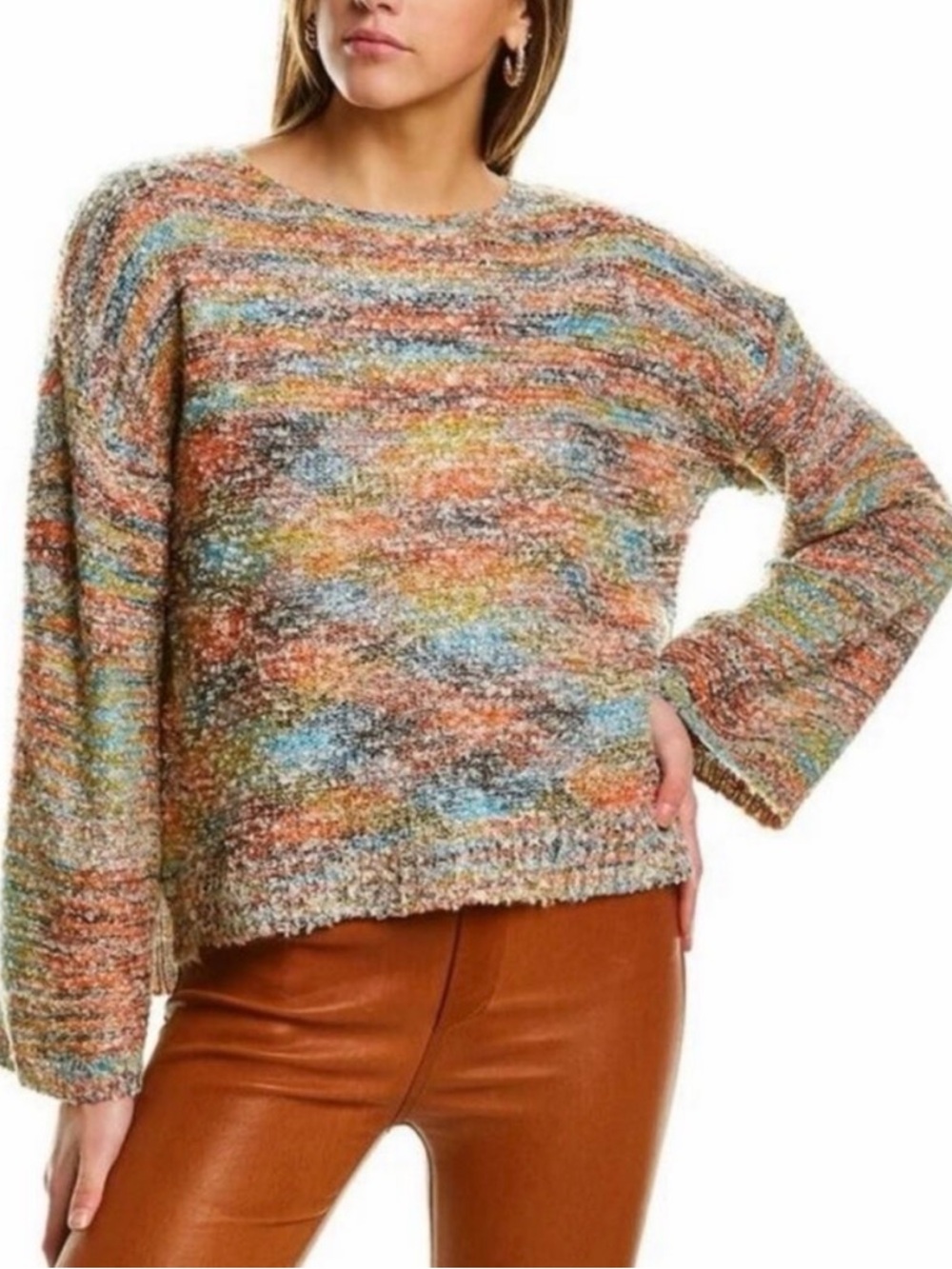 Soft Surroundings multicolor space dye boucle knit sweater